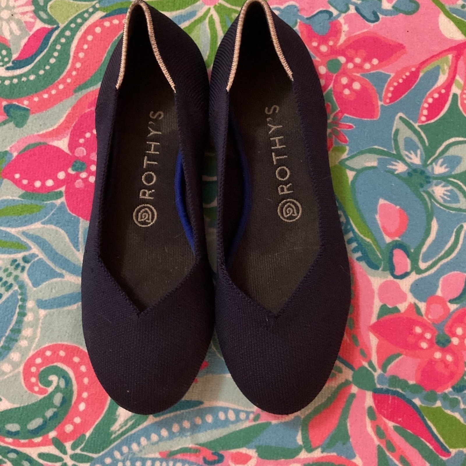 Rothys The Flat Blue Round Toe